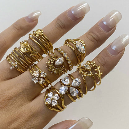 Luxury Diamond Stackable Open Ring - 18K Gold Plated | Vinajewelry