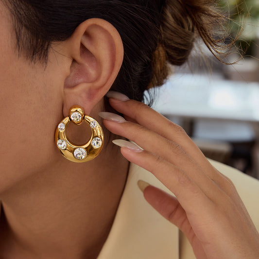 Exquisite diamond hoop earrings 18k gold