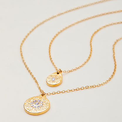 Luxury Star Diamond Silver Coin Pendant Clavicle Chain Necklace 18k Gold