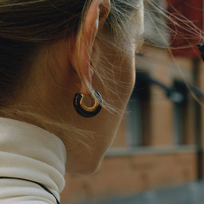 18K Gold Plated Resin Hoop Earrings - Waterproof Minimalist Jewelry