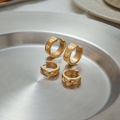 Simple diamond hoop earrings in 18k gold