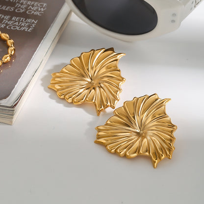 18K Gold Plated Geometric Earrings Waterproof Hypoallergenic 