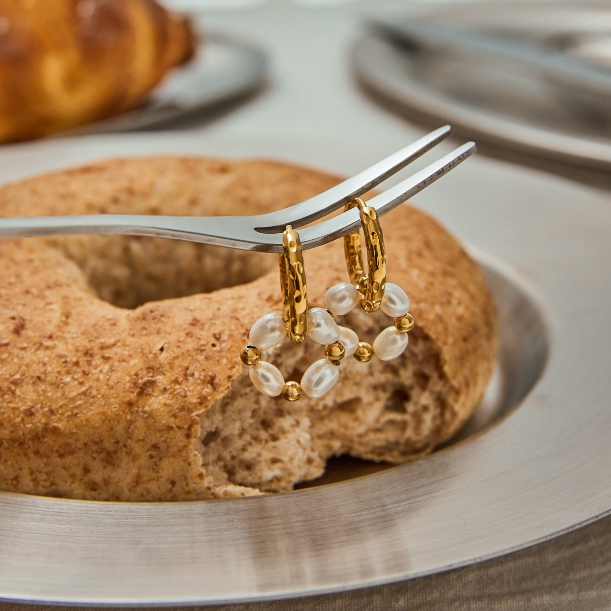 Pearl Beaded Pendant Gold Earrings - High Quality 18K Gold Plated