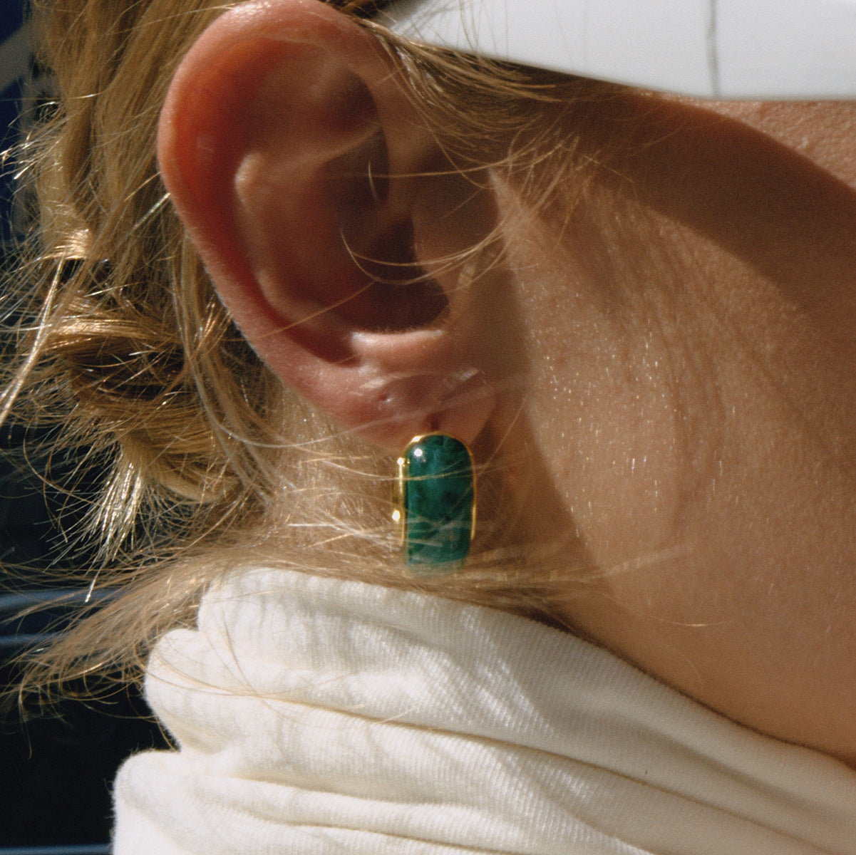 18K Gold Plated Resin Hoop Earrings - Waterproof Minimalist Jewelry