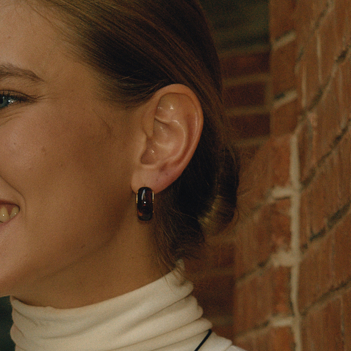 18K Gold Plated Resin Hoop Earrings - Waterproof Minimalist Jewelry