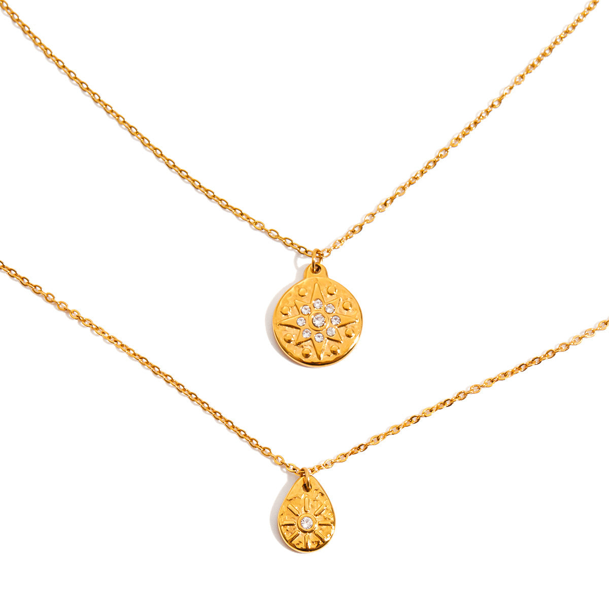 Luxury Star Diamond Silver Coin Pendant Clavicle Chain Necklace 18k Gold