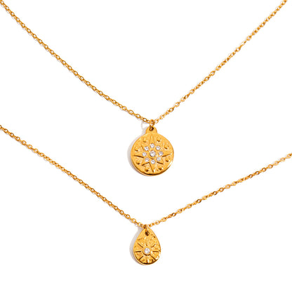 Luxury Star Diamond Silver Coin Pendant Clavicle Chain Necklace 18k Gold