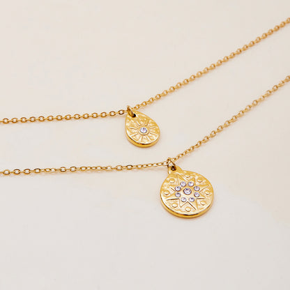 Luxury Star Diamond Silver Coin Pendant Clavicle Chain Necklace 18k Gold