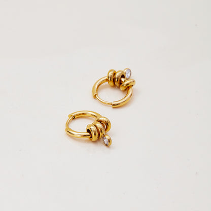 Minimalist multi-pendant diamond hoop earrings 18k gold