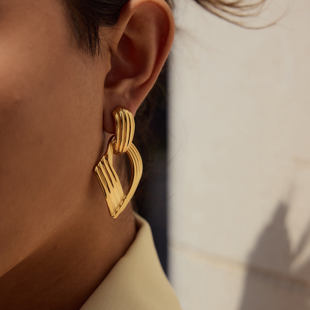 Minimalist Geometric Design Earrings - 18K Gold Plated Stainless Steel