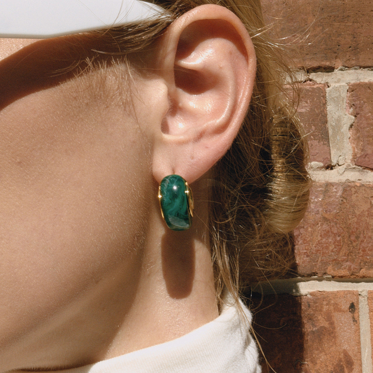 18K Gold Plated Resin Hoop Earrings - Waterproof Minimalist Jewelry