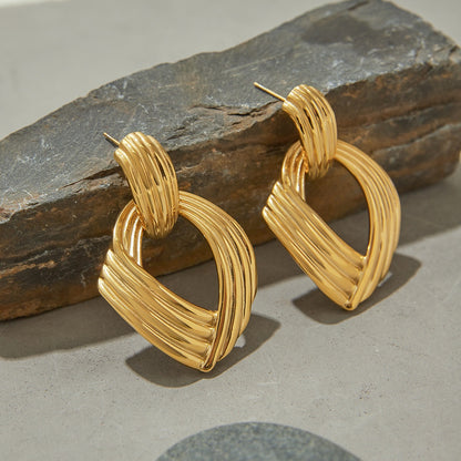 Minimalist Geometric Design Earrings - 18K Gold Plated Stainless Steel
