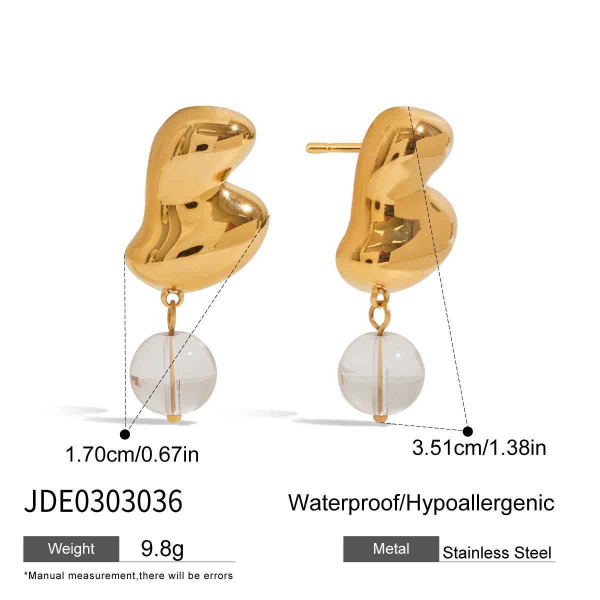 Luxury Teardrop Diamond Pendant Hoop Earrings - 18K Gold Plated Stainless Steel