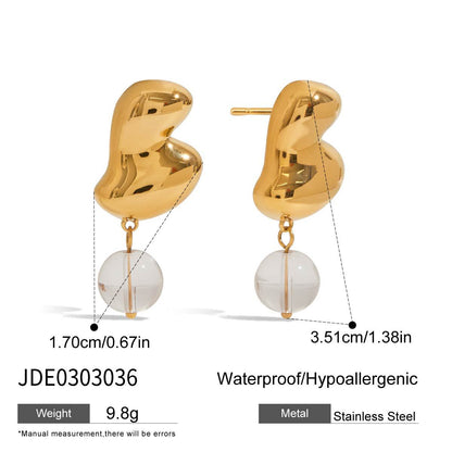 Luxury Teardrop Diamond Pendant Hoop Earrings - 18K Gold Plated Stainless Steel