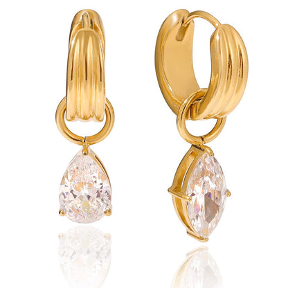 Lustre Diamond Pendant Hoop Earrings