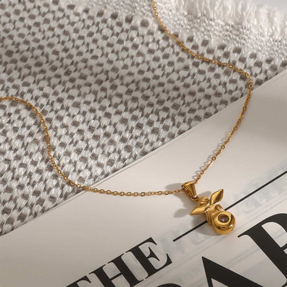 Elegant Diamond Angel Pendant Necklace in 18k Gold