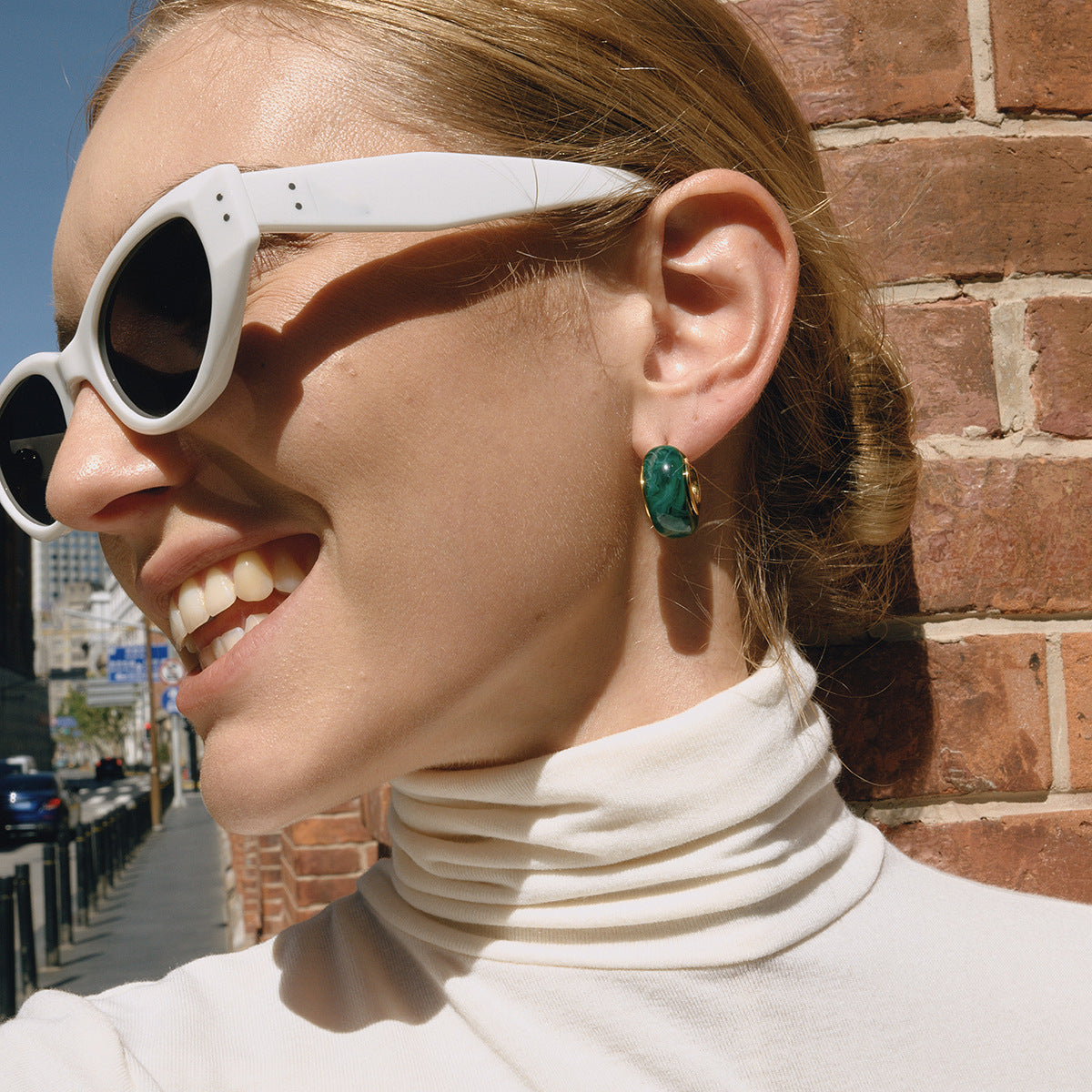 18K Gold Plated Resin Hoop Earrings - Waterproof Minimalist Jewelry