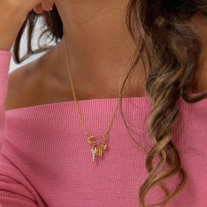 Luxury Diamond Key Lock Heart Layered Necklace - 18K Gold Plated | Vinajewelry