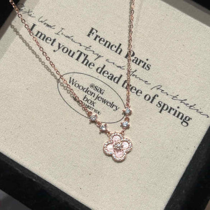 Luxury Diamond Four-Leaf Clover Pendant Necklace Bracelet Earrings Jewelry Set in 18k Gold