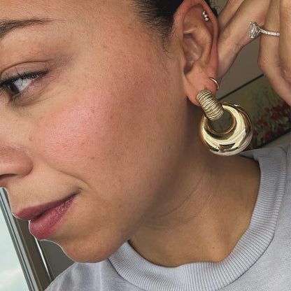 Minimalist geometric design pendant earrings 18K gold