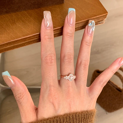 Luxury Diamond Four-Leaf Clover Open Ring in 18k Gold