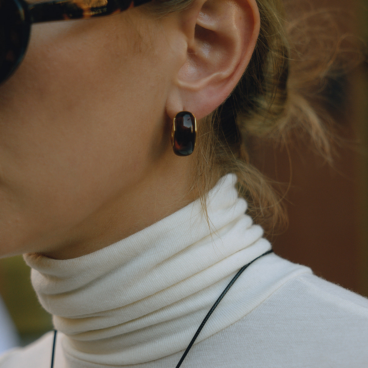 18K Gold Plated Resin Hoop Earrings - Waterproof Minimalist Jewelry