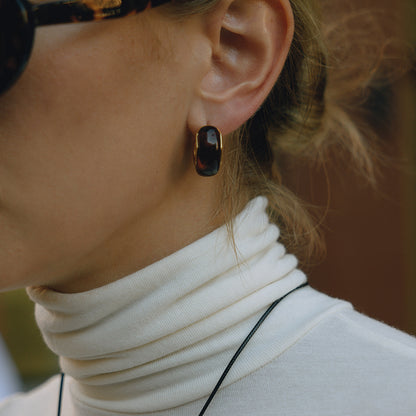 18K Gold Plated Resin Hoop Earrings - Waterproof Minimalist Jewelry