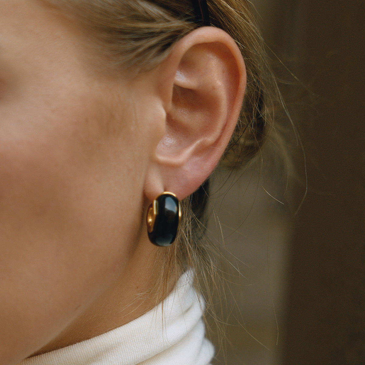 18K Gold Plated Resin Hoop Earrings - Waterproof Minimalist Jewelry