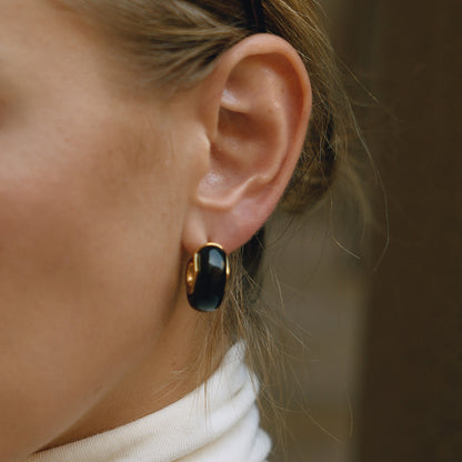 18K Gold Plated Resin Hoop Earrings - Waterproof Minimalist Jewelry