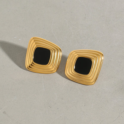 Minimalist geometric design pendant earrings 18K gold