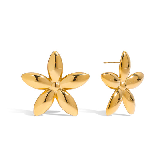 18K Gold Flower Stud Earrings - Waterproof Hypoallergenic |Vinajewelry