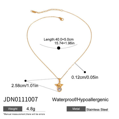 Elegant Diamond Angel Pendant Necklace in 18k Gold