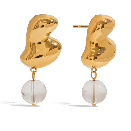 Boucles d'oreilles minimalistes géométriques en verre et or 18 carats
