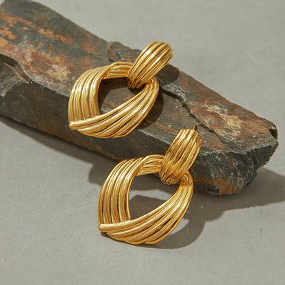 Minimalist Geometric Design Earrings - 18K Gold Plated Stainless Steel