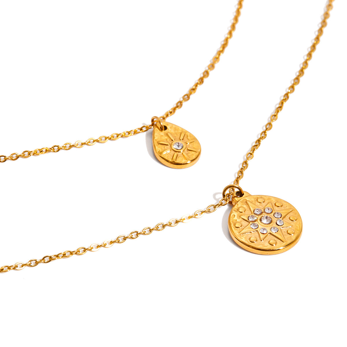 Luxury Star Diamond Silver Coin Pendant Clavicle Chain Necklace 18k Gold