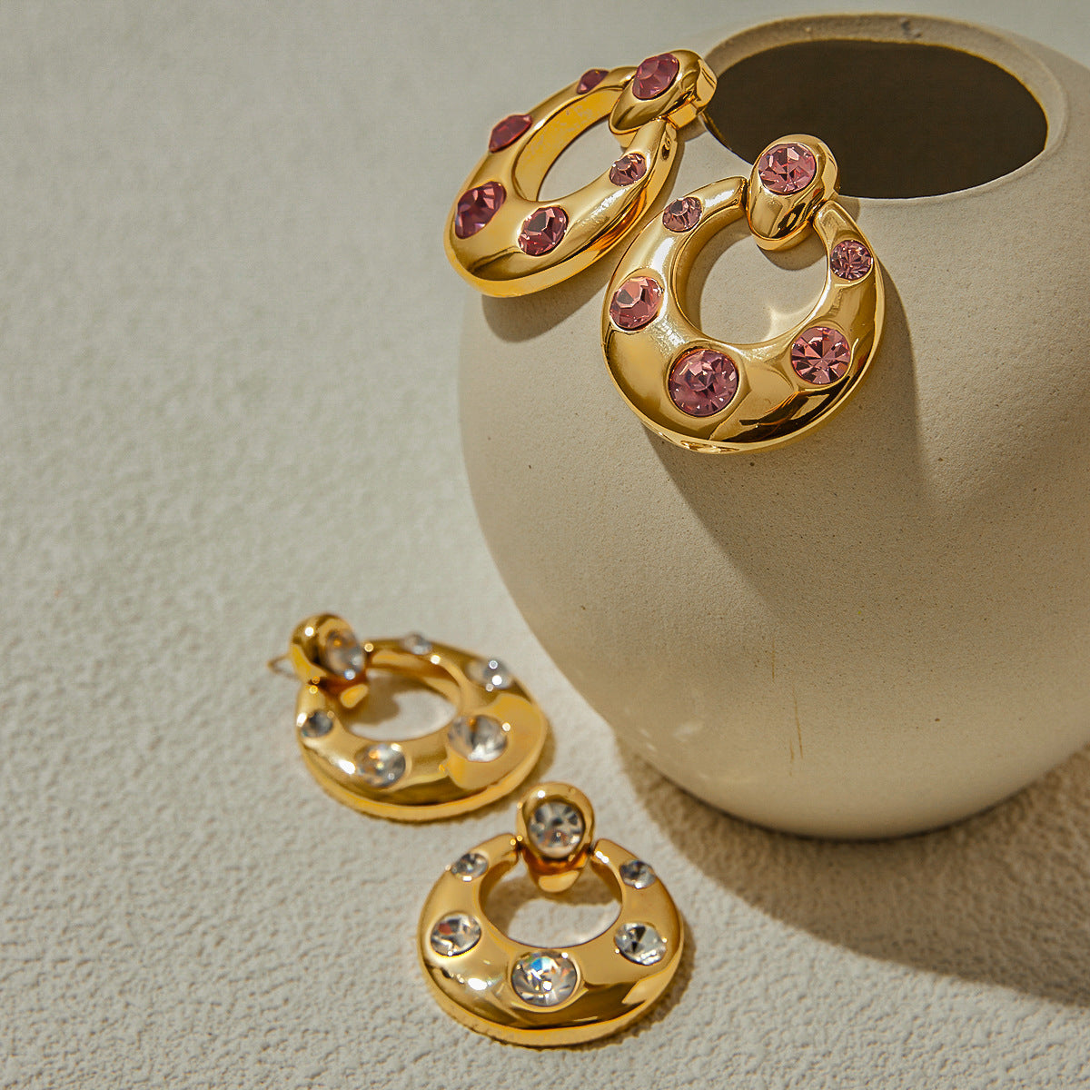 Luxurious diamond hoop earrings 18k gold