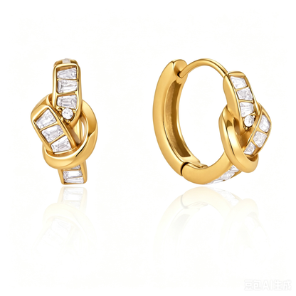 Renata Knot Diamond Hoop Earrings