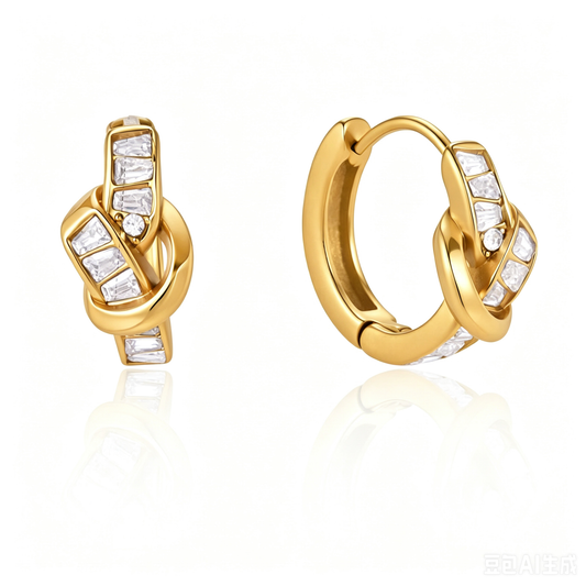 Renata Knot Diamond Hoop Earrings