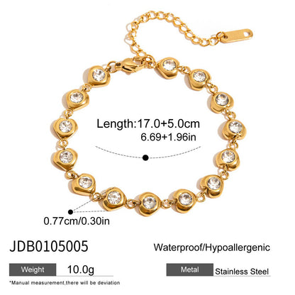 Luxurious 18K Gold Heart Diamond Bracelet