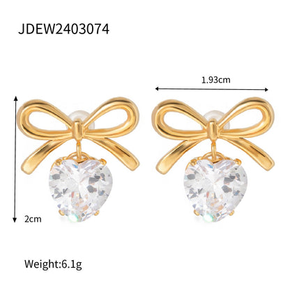 Minimalist Luxury 18K Gold Bowknot Diamond Stud Earrings