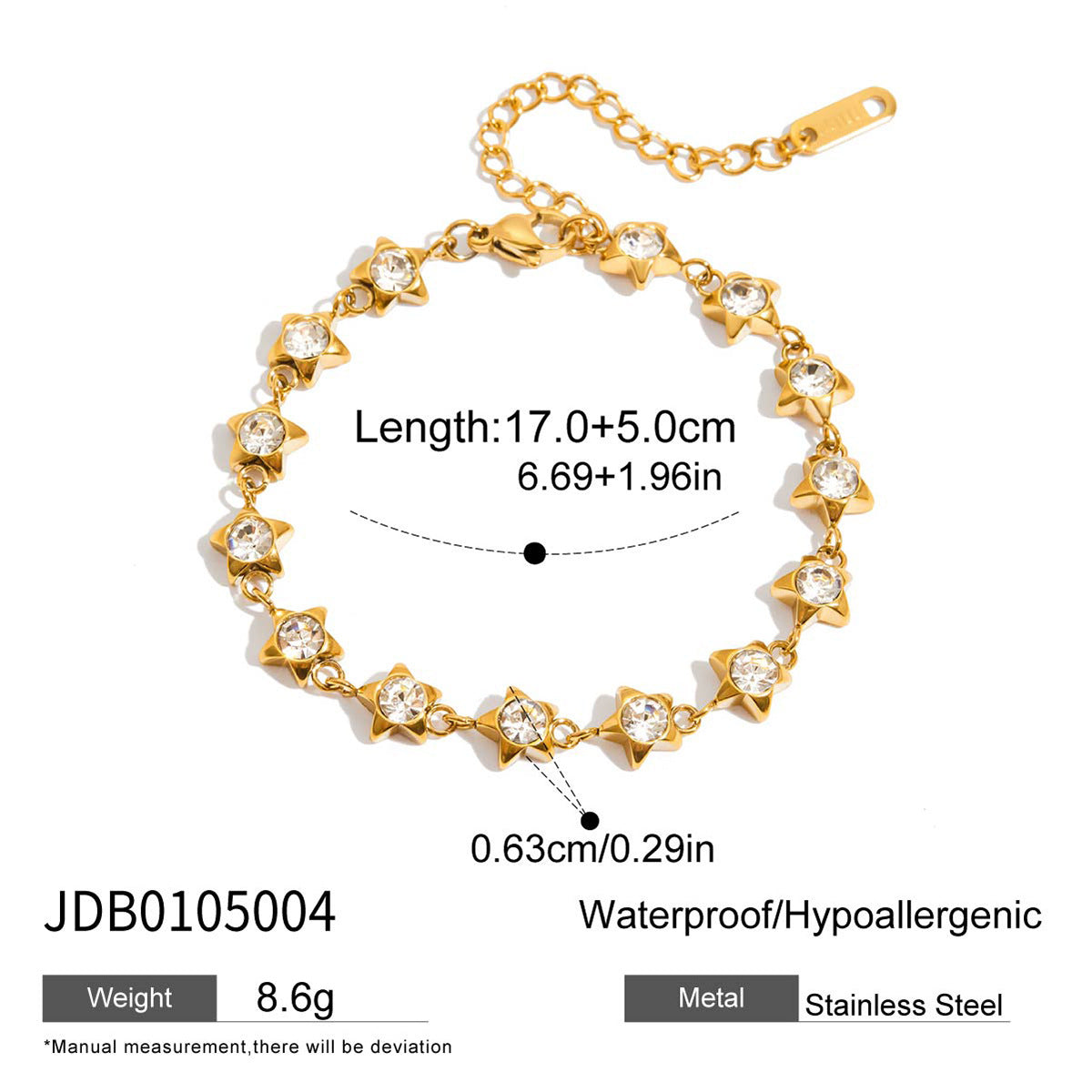 Luxurious 18K Gold Star Diamond Bracelet