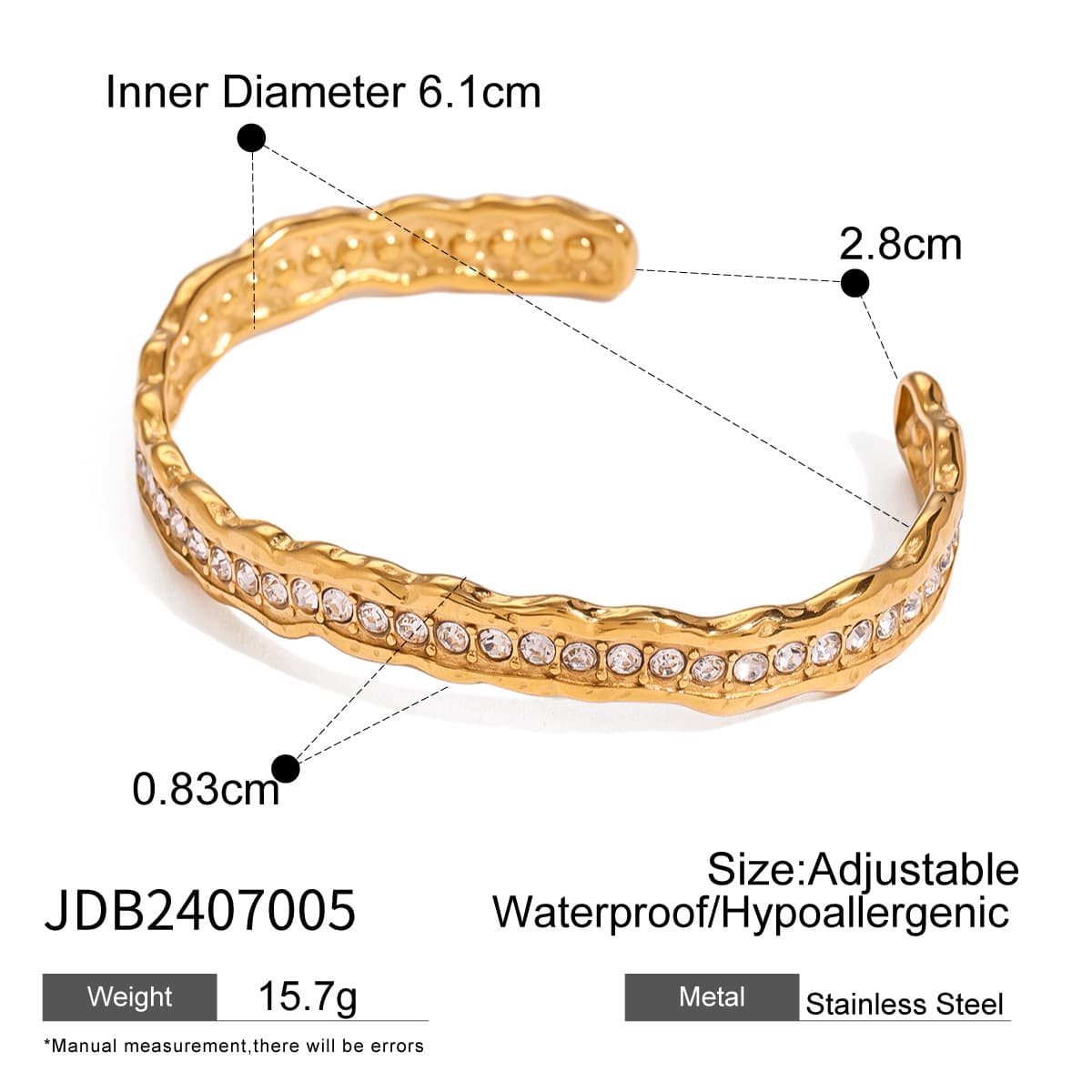 Luxurious 18K Gold Wavy Diamond Bracelet
