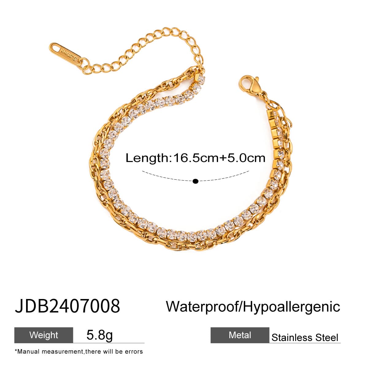 Minimalist Luxury 18K Gold Double-Layer Diamond Tennis Bracelet