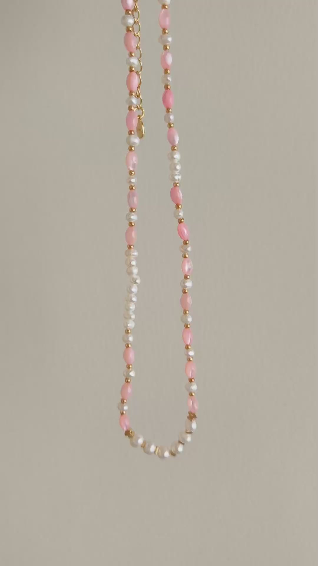 Natural Pearl Gemstone Beaded Necklace - 18K Gold Plated Stackable | Vinajewelry