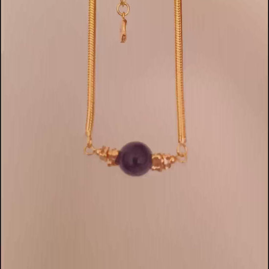 Natural Amethyst Bracelet - 18K Gold Plated Sterling Silver Adjustable | Vinajewelry