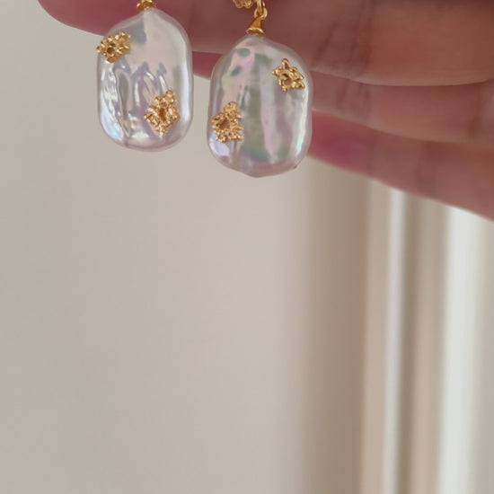 Elegant Baroque Pearl Earrings - 18K Gold Plated Sterling Silver | Vinajewelry