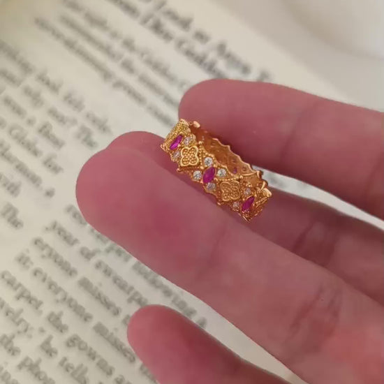 Vintage Luxury Zircon Ring - 18K Gold Plated Adjustable Open | Vinajewelry