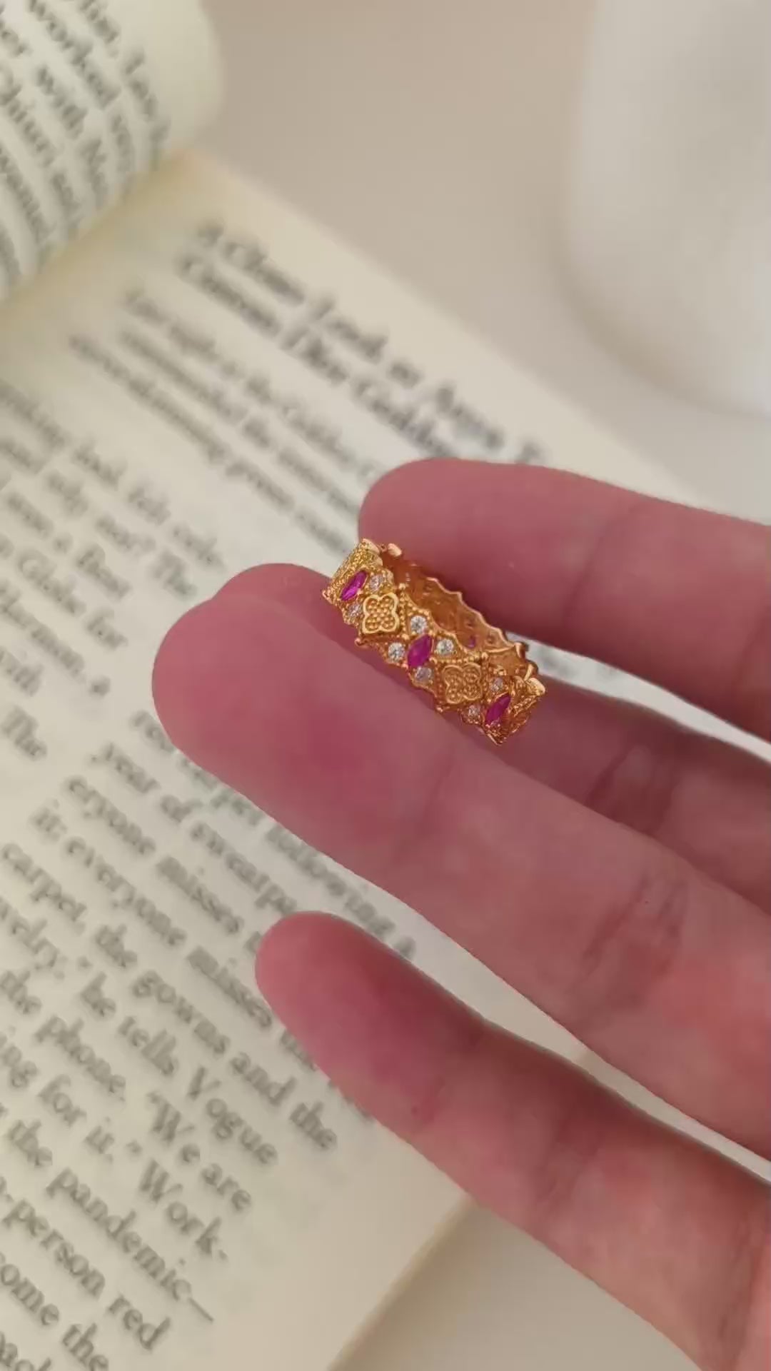 Vintage Luxury Zircon Ring - 18K Gold Plated Adjustable Open | Vinajewelry