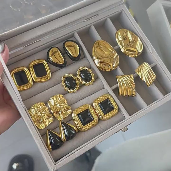 Minimalist geometric design pendant earrings 18K gold