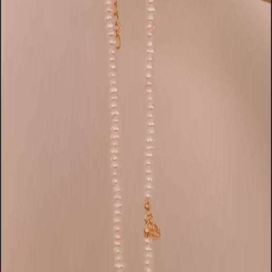 Natural Pearl Beaded Chain Necklace - 18K Gold Plated Sterling Silver | Vinajewelry